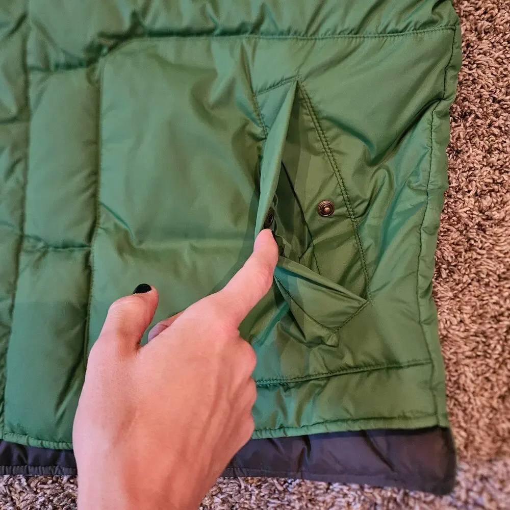Lands’ End Down‎ Puffer Vest Mens L Green Quilted Snap Front Layering Vest - Picture 4 of 8